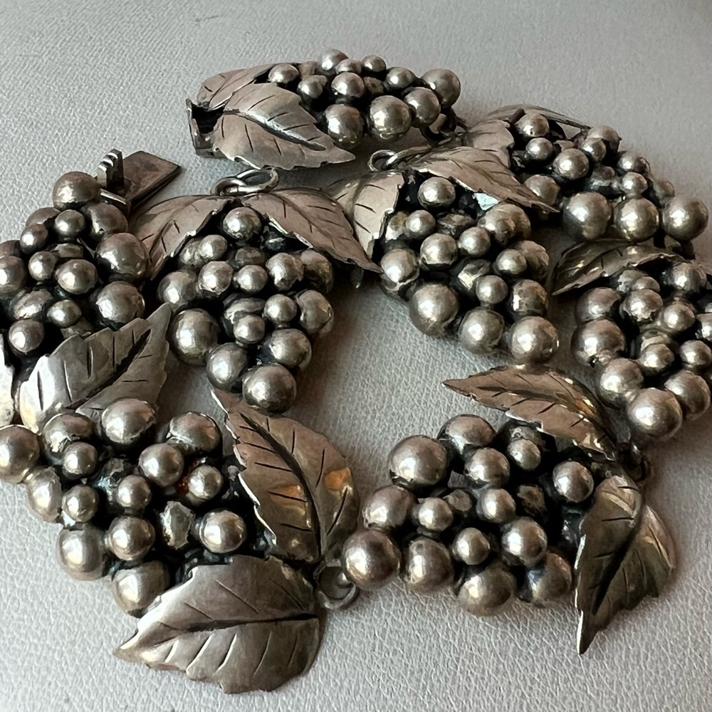 Vintage S.Christian Fogh SCF Sterling DENMARK Grapes Bracelet &Earrings set 54GR
